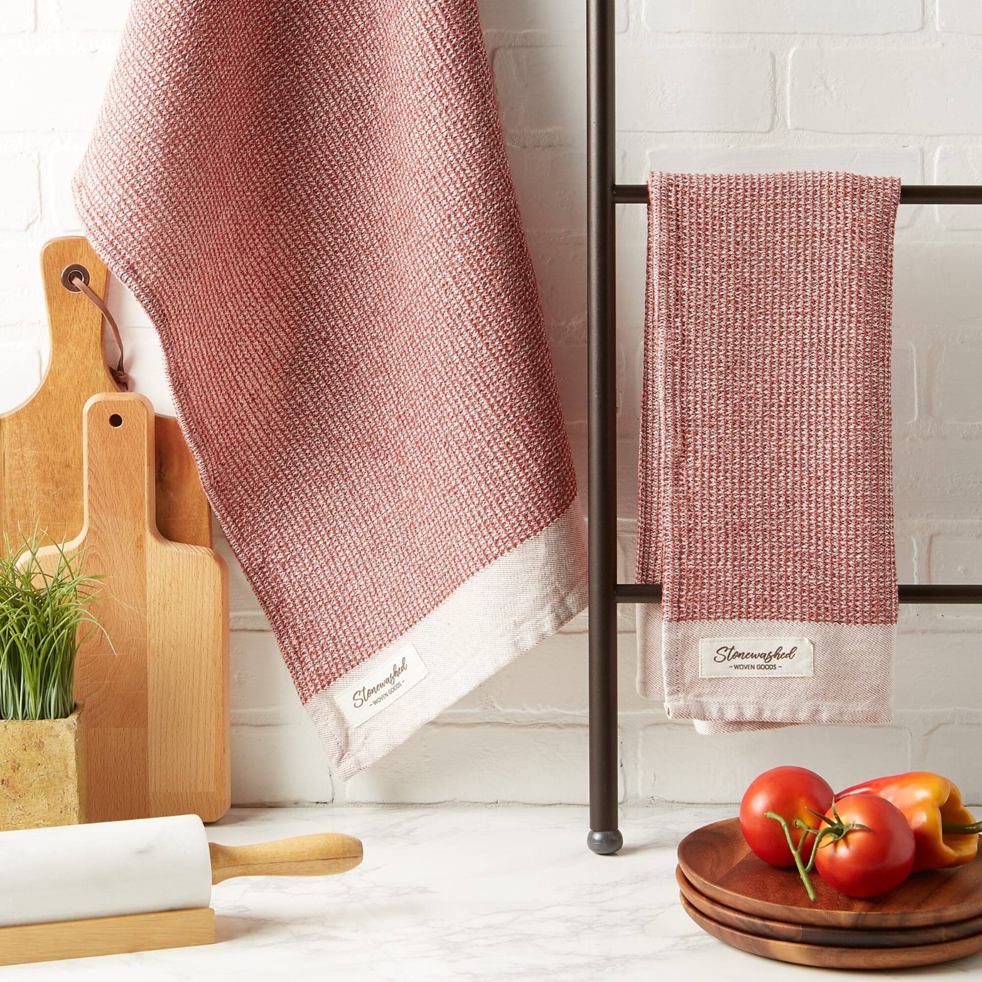 DII® Marsala Washed Waffle Woven Dishtowel, 2ct.